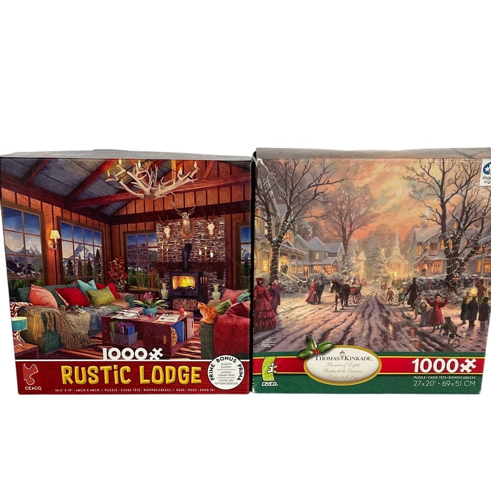 Ceaco Thomas Kinkade/Rustic Lodge Winter Set of 2 -‎ 1000 Piece Puzzles
